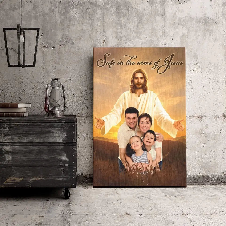 Personalized Canvas Prints Custom Photo - Safe In Jesus's Arms, Memorial Dem Canvas
