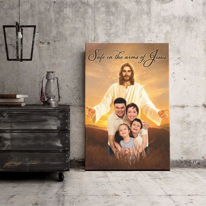 Personalized Canvas Prints Custom Photo - Safe In Jesus's Arms, Memorial Dem Canvas