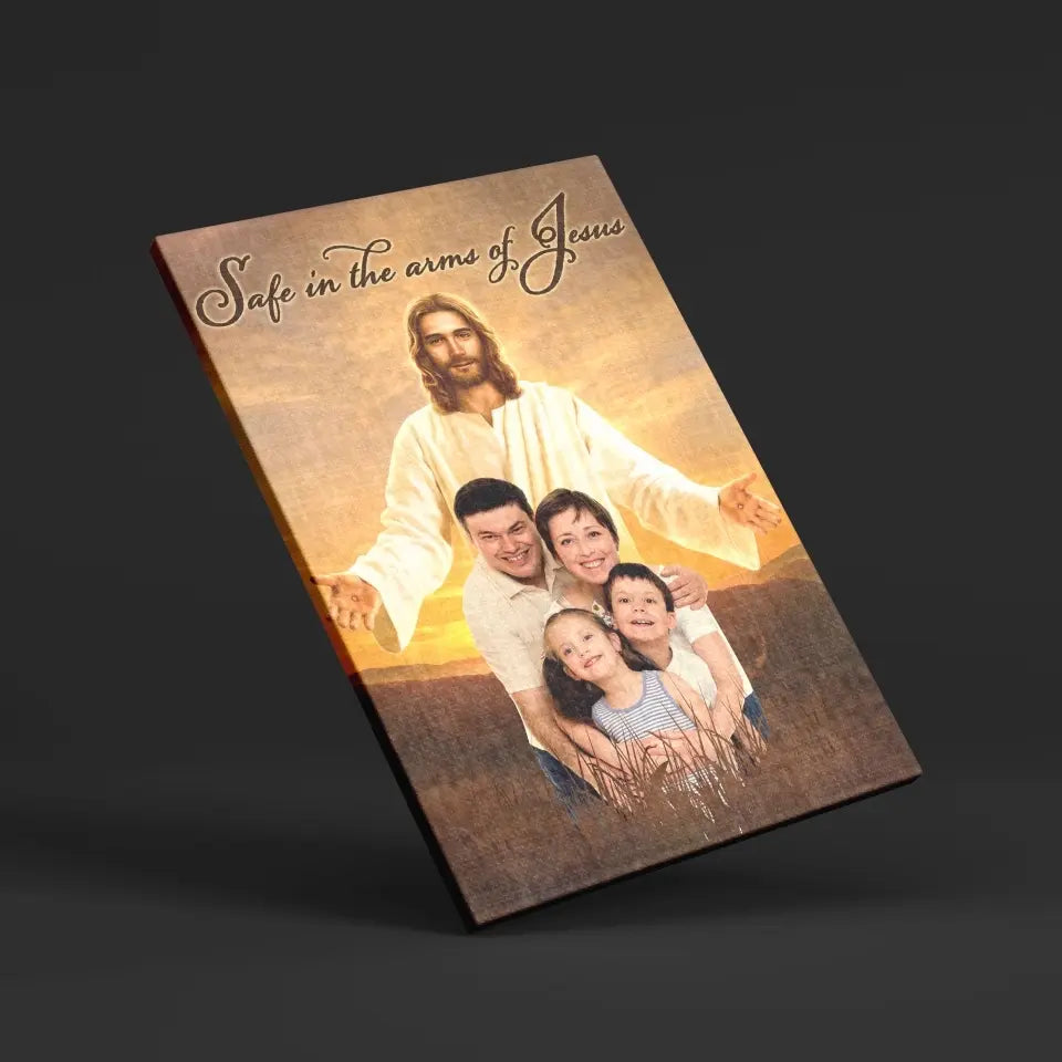 Personalized Canvas Prints Custom Photo - Safe In Jesus's Arms, Memorial Dem Canvas