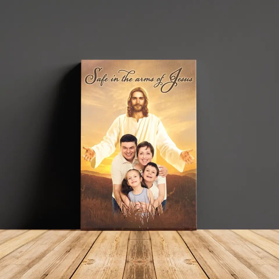 Personalized Canvas Prints Custom Photo - Safe In Jesus's Arms, Memorial Dem Canvas