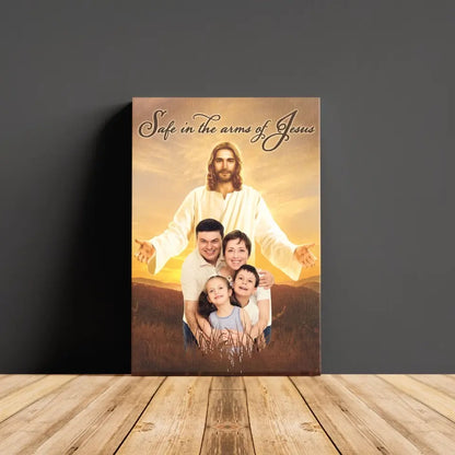 Personalized Canvas Prints Custom Photo - Safe In Jesus's Arms, Memorial Dem Canvas