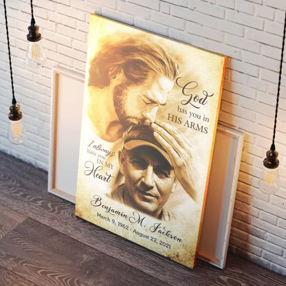 Personalized Canvas Prints, Custom Photo Gift, Memorial Gifts For Loss, God Has You In His Arms, Sympathy Remembrance Dem Canvas