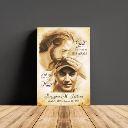 Personalized Canvas Prints, Custom Photo Gift, Memorial Gifts For Loss, God Has You In His Arms, Sympathy Remembrance Dem Canvas