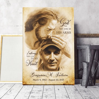 Personalized Canvas Prints, Custom Photo Gift, Memorial Gifts For Loss, God Has You In His Arms, Sympathy Remembrance Dem Canvas