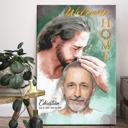 Personalized Canvas Prints, Custom Photo, Sympathy Gifts, Memorial Gift, Safe In The Arms Of Jesus, Welcome Home Watercolor Style Dem Canvas