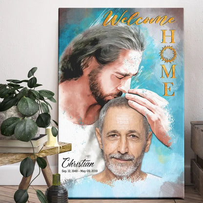 Personalized Canvas Prints, Custom Photo, Sympathy Gifts, Memorial Gift, Safe In The Arms Of Jesus, Welcome Home Watercolor Style Dem Canvas