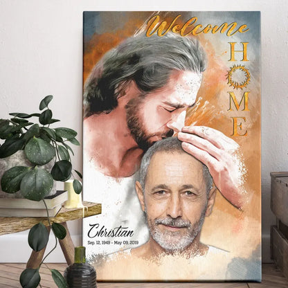 Personalized Canvas Prints, Custom Photo, Sympathy Gifts, Memorial Gift, Safe In The Arms Of Jesus, Welcome Home Watercolor Style Dem Canvas