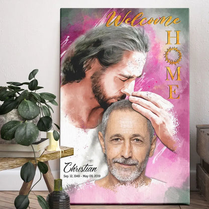 Personalized Canvas Prints, Custom Photo, Sympathy Gifts, Memorial Gift, Safe In The Arms Of Jesus, Welcome Home Watercolor Style Dem Canvas