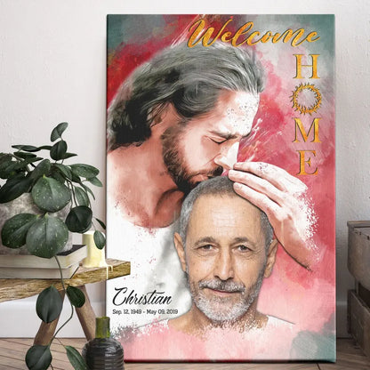 Personalized Canvas Prints, Custom Photo, Sympathy Gifts, Memorial Gift, Safe In The Arms Of Jesus, Welcome Home Watercolor Style Dem Canvas