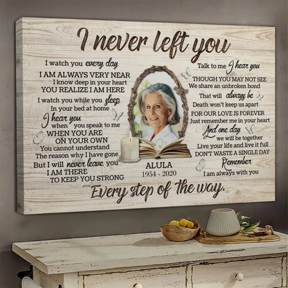 Personalized Canvas Prints, Custom Photo, Memorial Gifts, Sympathy Gifts, Candle Memorial I Never Left You Love Dem Canvas