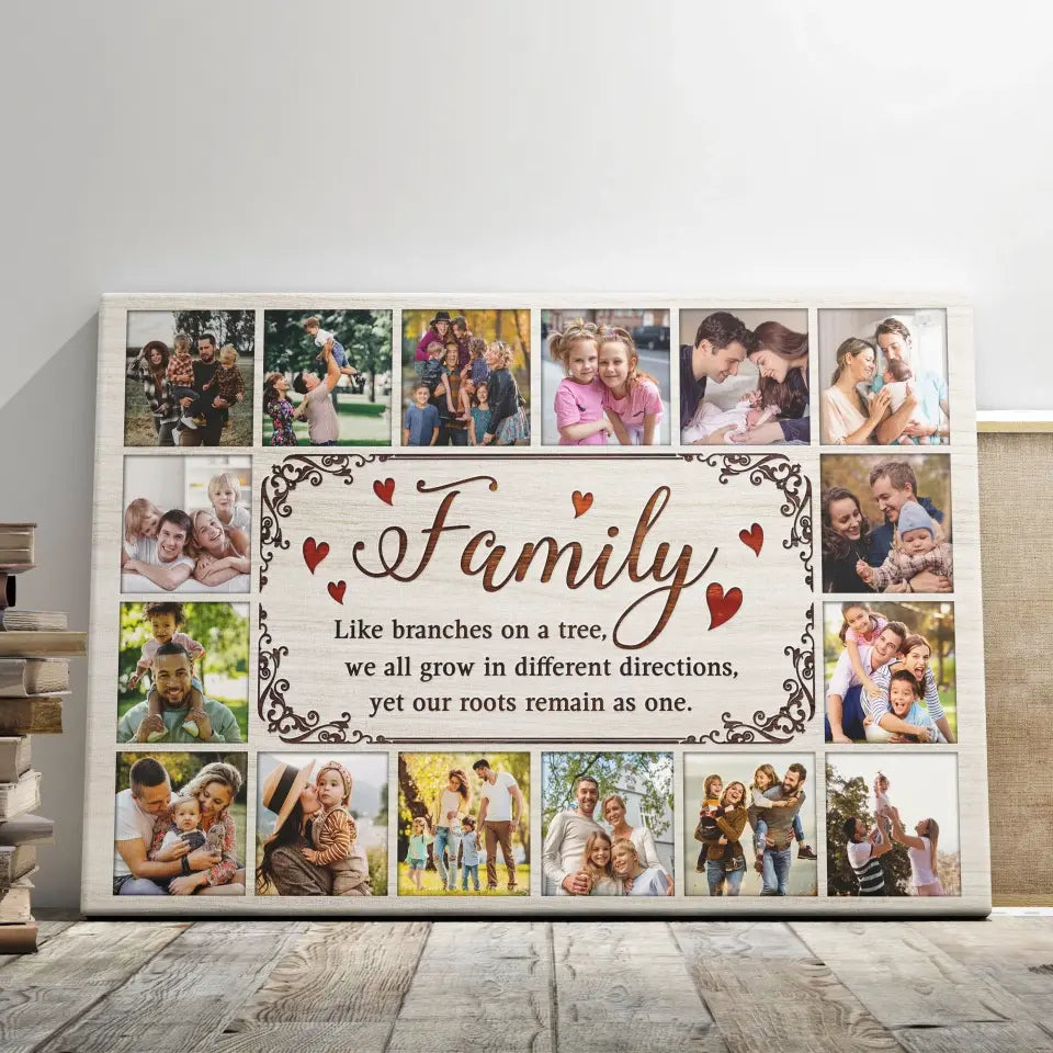 Personalized Canvas Prints, Custom Photo, Gifts for Parents, For Grandparents, Family Tree Photo Collage, Family Like Branches On A Tree Dem Canvas