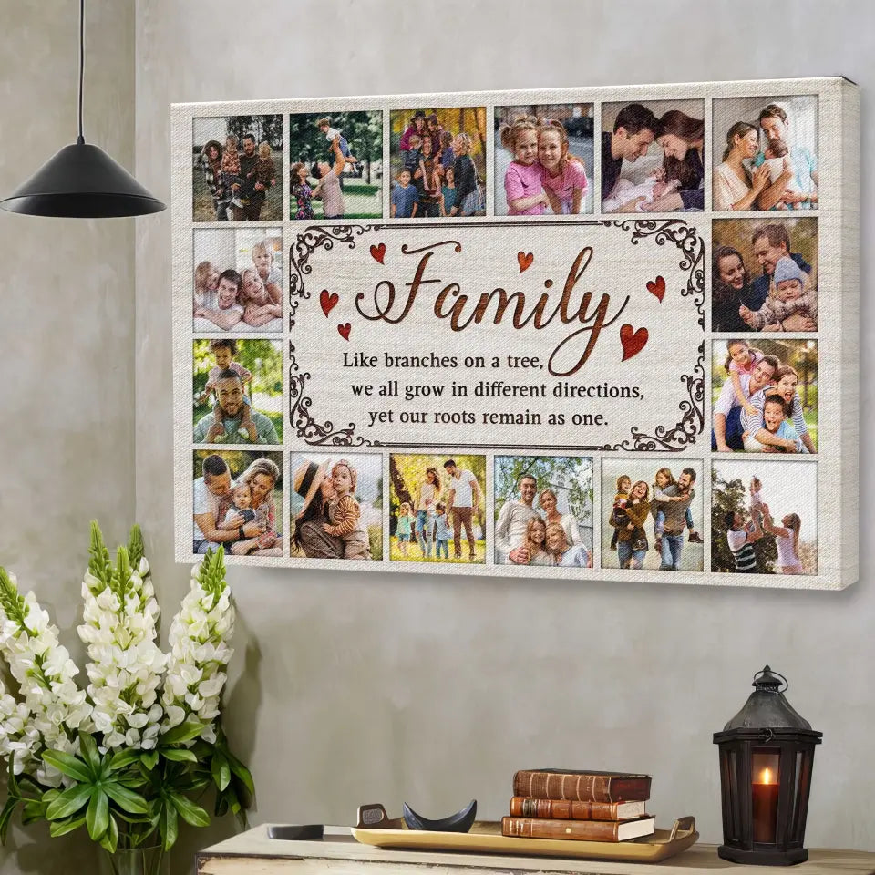 Personalized Canvas Prints, Custom Photo, Gifts for Parents, For Grandparents, Family Tree Photo Collage, Family Like Branches On A Tree Dem Canvas