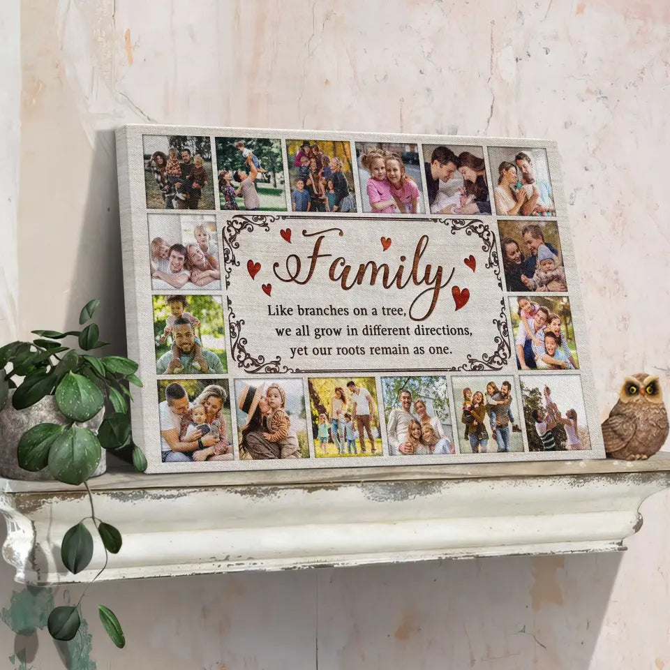 Personalized Canvas Prints, Custom Photo, Gifts for Parents, For Grandparents, Family Tree Photo Collage, Family Like Branches On A Tree Dem Canvas