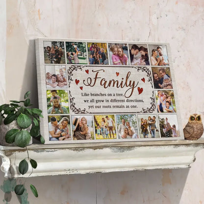 Personalized Canvas Prints, Custom Photo, Gifts for Parents, For Grandparents, Family Tree Photo Collage, Family Like Branches On A Tree Dem Canvas