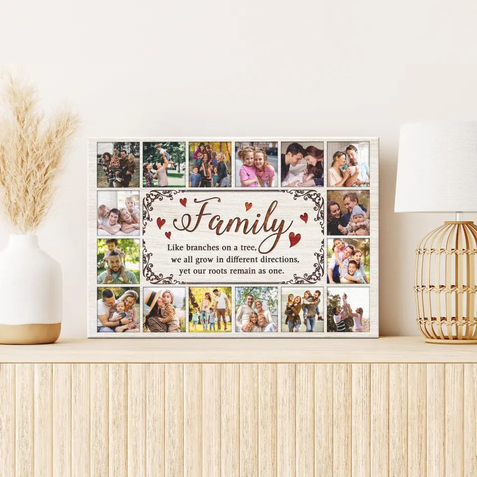 Personalized Canvas Prints, Custom Photo, Gifts for Parents, For Grandparents, Family Tree Photo Collage, Family Like Branches On A Tree Dem Canvas