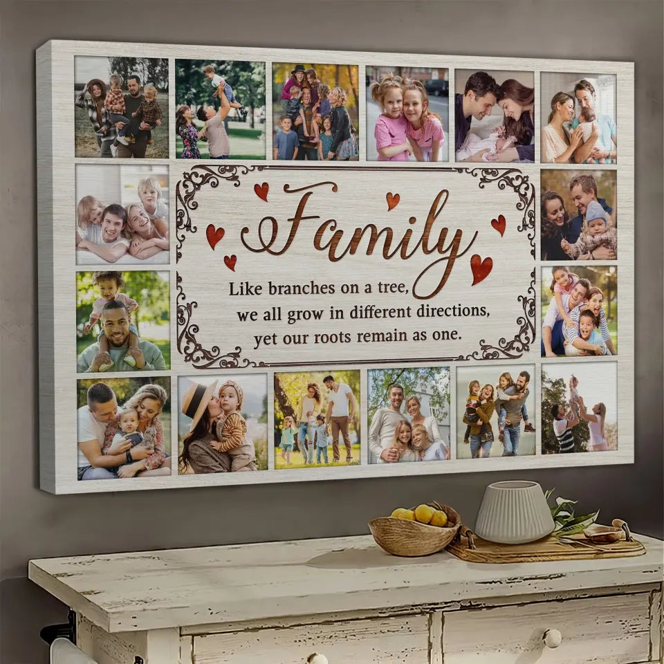 Personalized Canvas Prints, Custom Photo, Gifts for Parents, For Grandparents, Family Tree Photo Collage, Family Like Branches On A Tree Dem Canvas