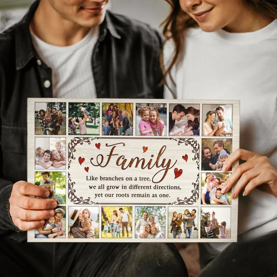 Personalized Canvas Prints, Custom Photo, Gifts for Parents, For Grandparents, Family Tree Photo Collage, Family Like Branches On A Tree Dem Canvas