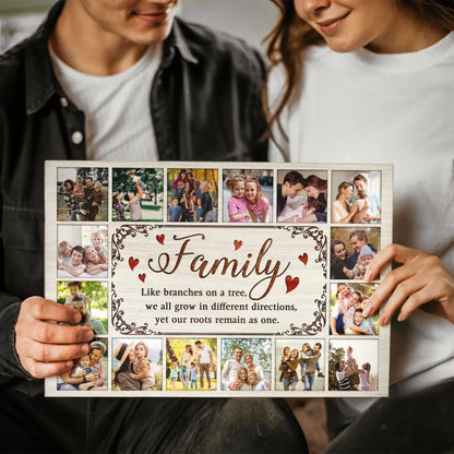 Personalized Canvas Prints, Custom Photo, Gifts for Parents, For Grandparents, Family Tree Photo Collage, Family Like Branches On A Tree Dem Canvas