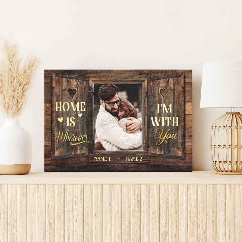Personalized Photo Canvas Prints, Custom Photo, Couples Gifts For Him For Her, Wedding Gifts, Engagement Couple Gifts, Window Frame Dem Canvas