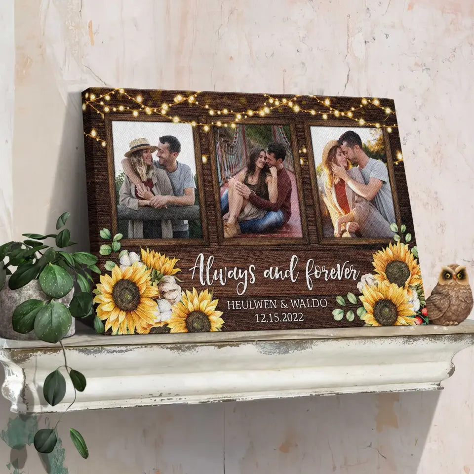Personalized Photo Canvas Prints, Custom Photo, Couples Gifts For Him For Her, Engagement Couple Gifts, Wedding Gifts, Always And Forever Dem Canvas