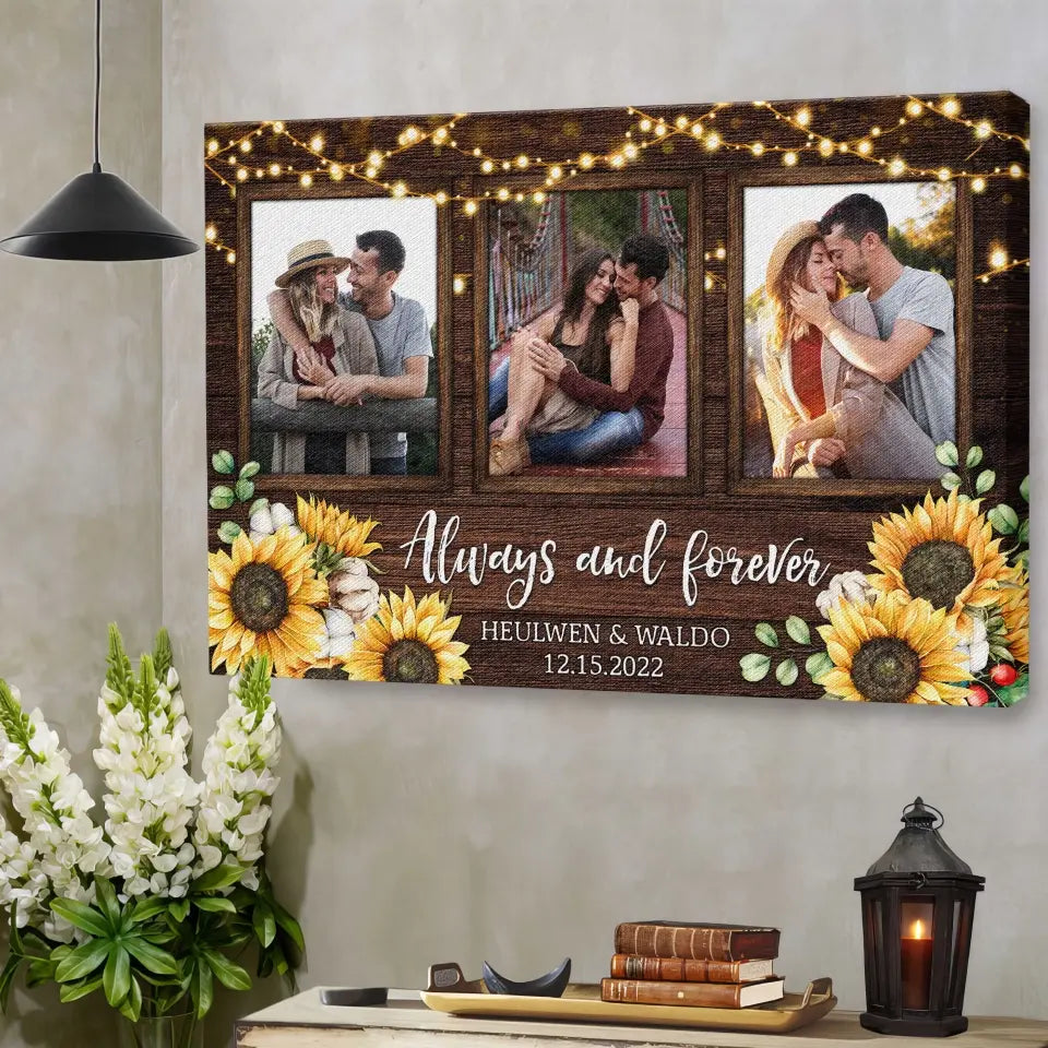 Personalized Photo Canvas Prints, Custom Photo, Couples Gifts For Him For Her, Engagement Couple Gifts, Wedding Gifts, Always And Forever Dem Canvas