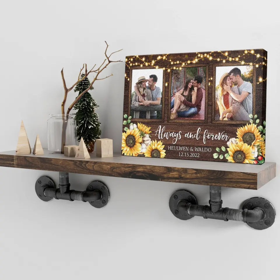 Personalized Photo Canvas Prints, Custom Photo, Couples Gifts For Him For Her, Engagement Couple Gifts, Wedding Gifts, Always And Forever Dem Canvas