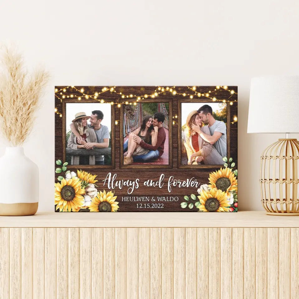 Personalized Photo Canvas Prints, Custom Photo, Couples Gifts For Him For Her, Engagement Couple Gifts, Wedding Gifts, Always And Forever Dem Canvas