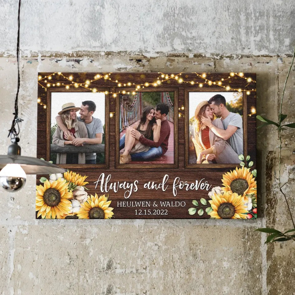 Personalized Photo Canvas Prints, Custom Photo, Couples Gifts For Him For Her, Engagement Couple Gifts, Wedding Gifts, Always And Forever Dem Canvas