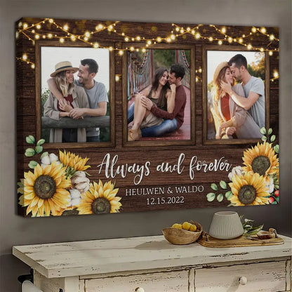 Personalized Photo Canvas Prints, Custom Photo, Couples Gifts For Him For Her, Engagement Couple Gifts, Wedding Gifts, Always And Forever Dem Canvas