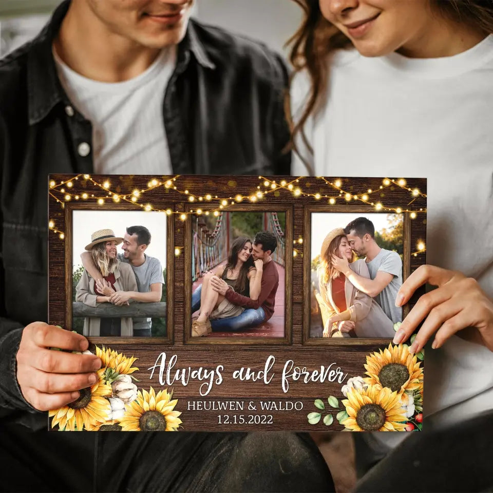 Personalized Photo Canvas Prints, Custom Photo, Couples Gifts For Him For Her, Engagement Couple Gifts, Wedding Gifts, Always And Forever Dem Canvas