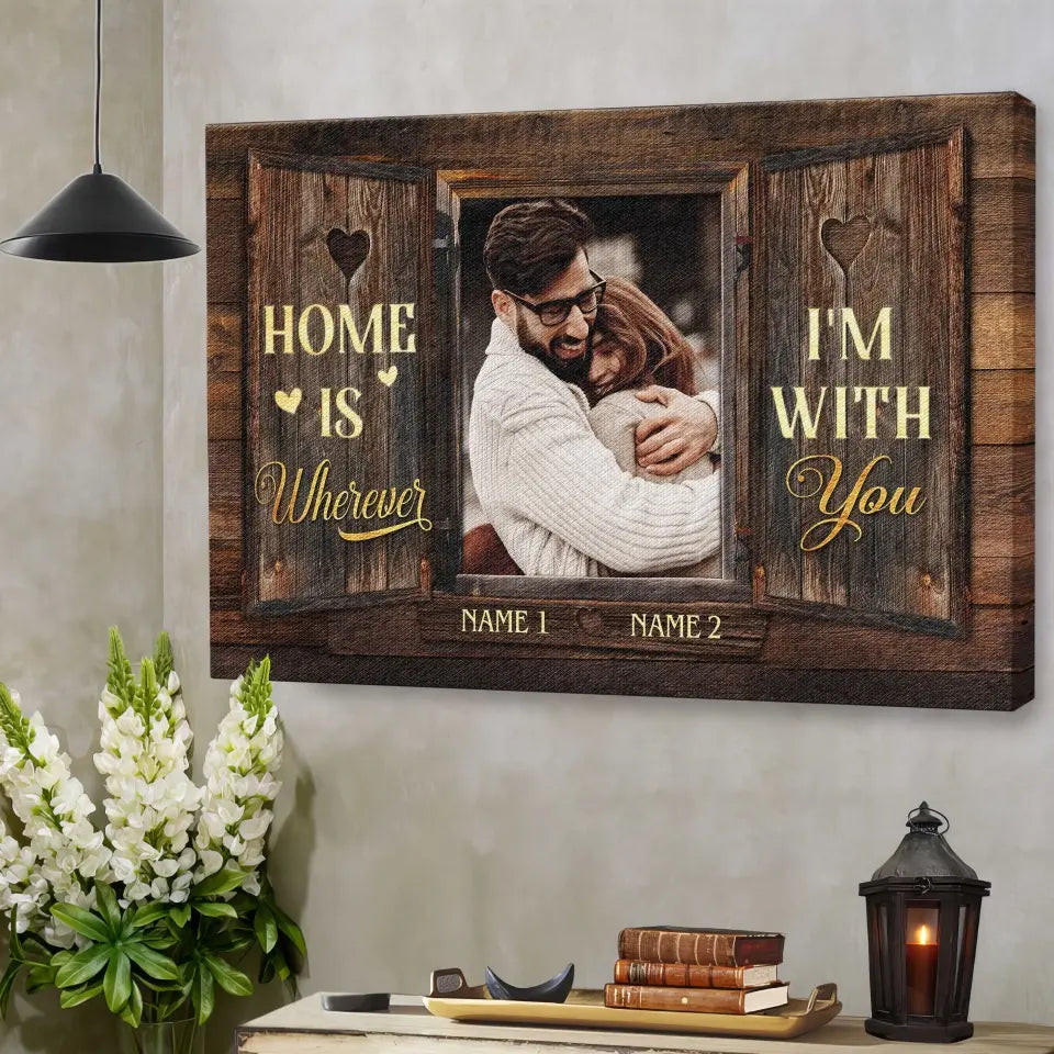 Personalized Photo Canvas Prints, Custom Photo, Couples Gifts For Him For Her, Wedding Gifts, Engagement Couple Gifts, Window Frame Dem Canvas
