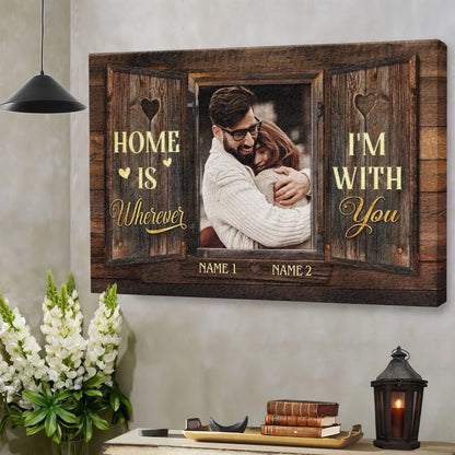 Personalized Photo Canvas Prints, Custom Photo, Couples Gifts For Him For Her, Wedding Gifts, Engagement Couple Gifts, Window Frame Dem Canvas
