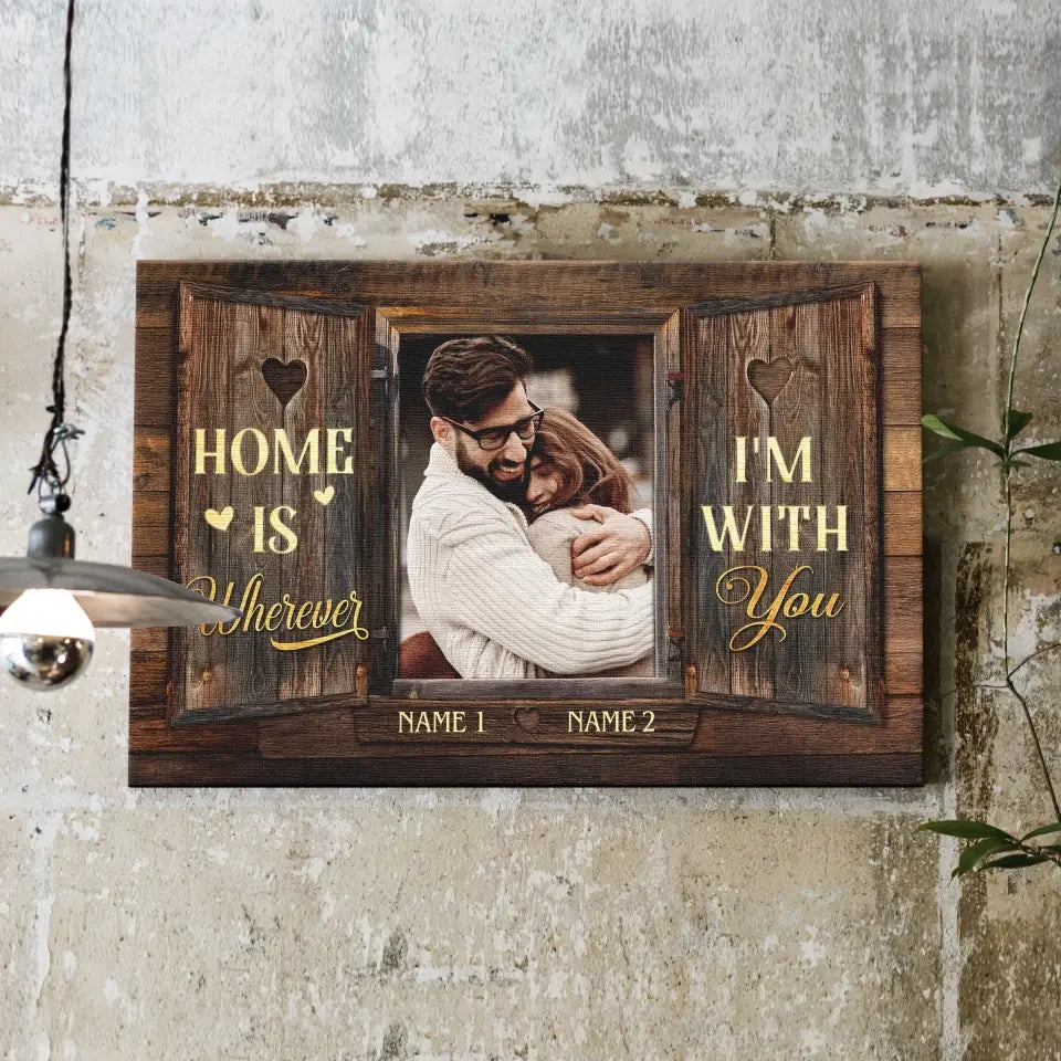 Personalized Photo Canvas Prints, Custom Photo, Couples Gifts For Him For Her, Wedding Gifts, Engagement Couple Gifts, Window Frame Dem Canvas