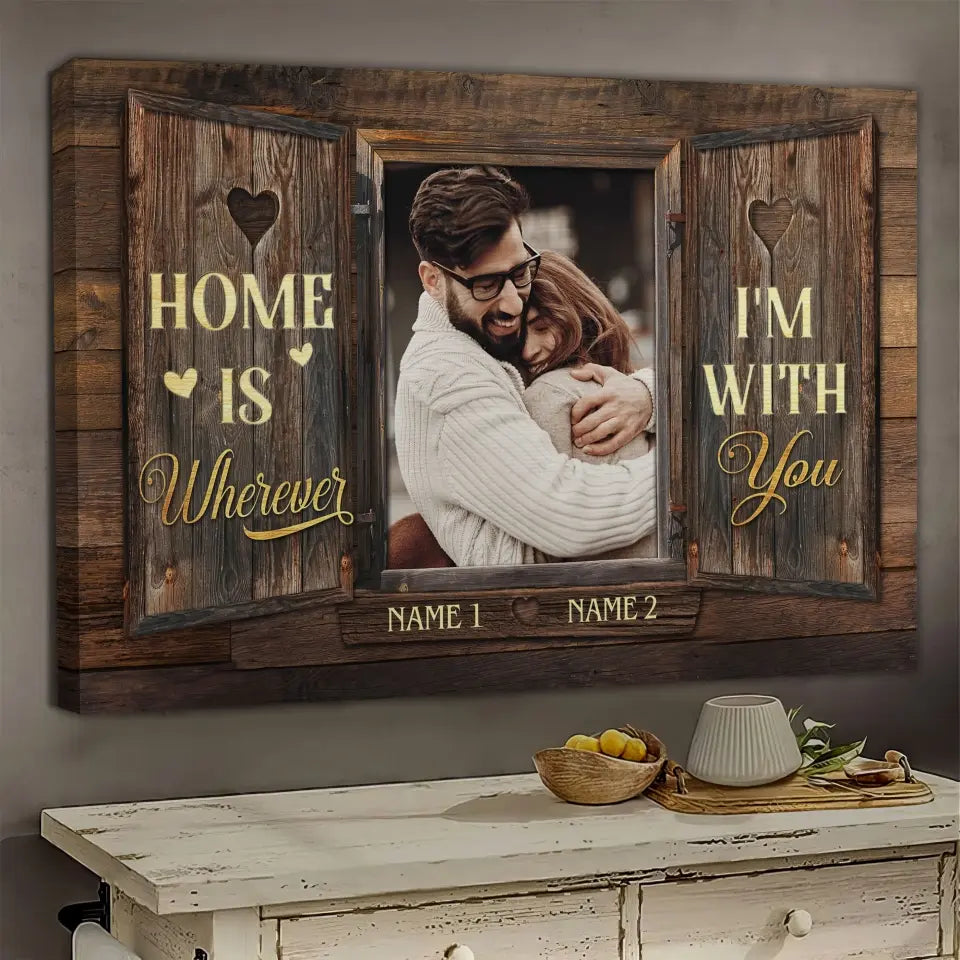 Personalized Photo Canvas Prints, Custom Photo, Couples Gifts For Him For Her, Wedding Gifts, Engagement Couple Gifts, Window Frame Dem Canvas