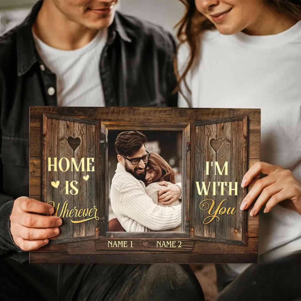 Personalized Photo Canvas Prints, Custom Photo, Couples Gifts For Him For Her, Wedding Gifts, Engagement Couple Gifts, Window Frame Dem Canvas