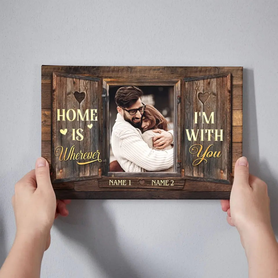 Personalized Photo Canvas Prints, Custom Photo, Couples Gifts For Him For Her, Wedding Gifts, Engagement Couple Gifts, Window Frame Dem Canvas