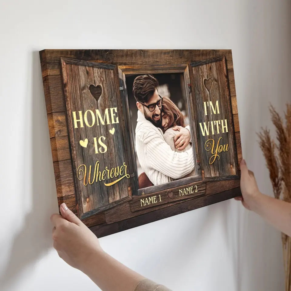 Personalized Photo Canvas Prints, Custom Photo, Couples Gifts For Him For Her, Wedding Gifts, Engagement Couple Gifts, Window Frame Dem Canvas