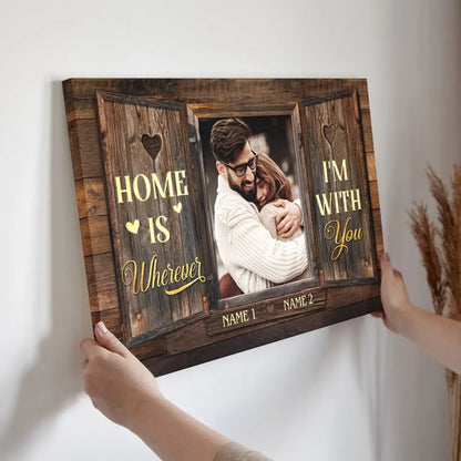 Personalized Photo Canvas Prints, Custom Photo, Couples Gifts For Him For Her, Wedding Gifts, Engagement Couple Gifts, Window Frame Dem Canvas