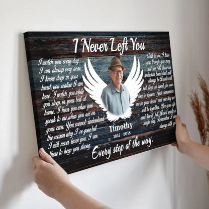 Personalized Canvas Prints, Custom Photo, Memorial Gifts, Sympathy Gifts, Angel Wings I Never Left You Love Dem Canvas