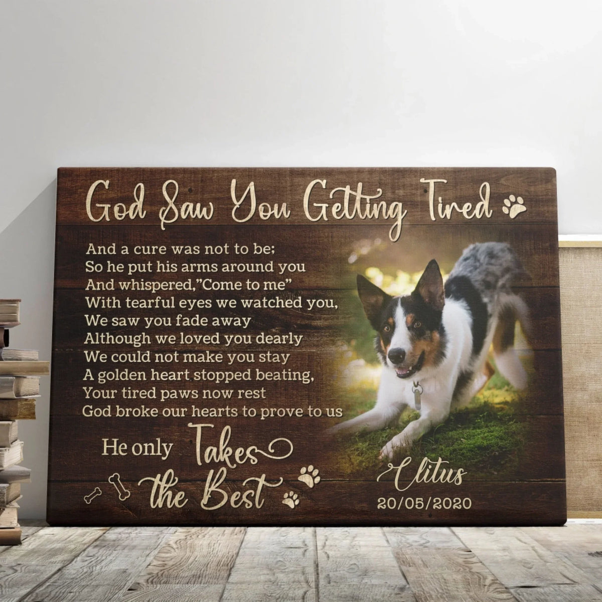 Personalized Photo Canvas Prints, Dog Loss Gifts, Pet Memorial Gifts, Dog Sympathy, God Saw You Getting Tired Dem Canvas