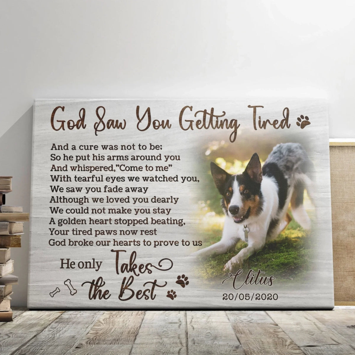 Personalized Photo Canvas Prints, Dog Loss Gifts, Pet Memorial Gifts, Dog Sympathy, God Saw You Getting Tired Dem Canvas