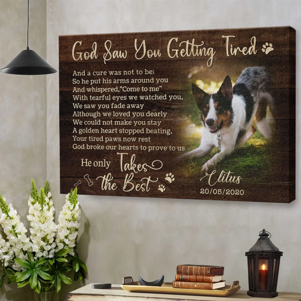 Personalized Photo Canvas Prints, Dog Loss Gifts, Pet Memorial Gifts, Dog Sympathy, God Saw You Getting Tired Dem Canvas