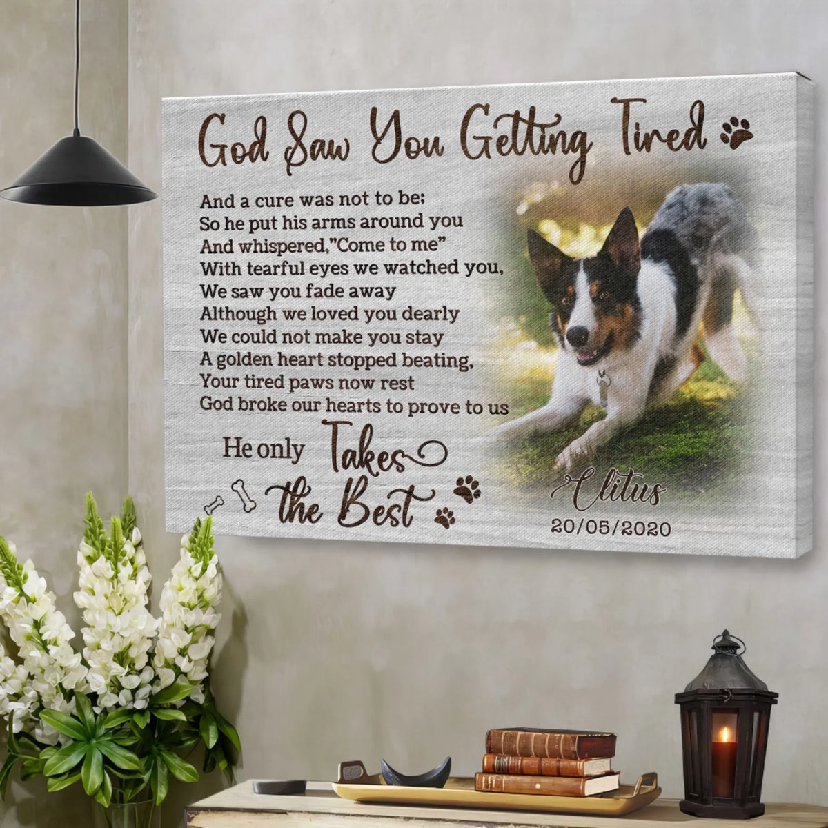 Personalized Photo Canvas Prints, Dog Loss Gifts, Pet Memorial Gifts, Dog Sympathy, God Saw You Getting Tired Dem Canvas