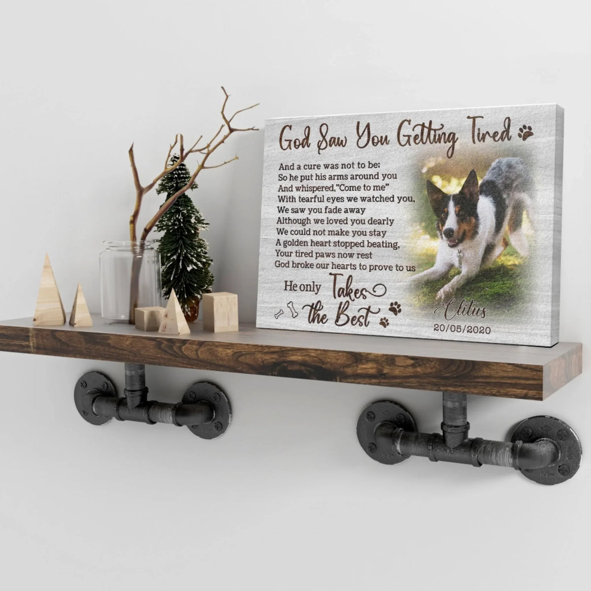 Personalized Photo Canvas Prints, Dog Loss Gifts, Pet Memorial Gifts, Dog Sympathy, God Saw You Getting Tired Dem Canvas