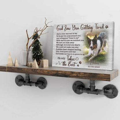 Personalized Photo Canvas Prints, Dog Loss Gifts, Pet Memorial Gifts, Dog Sympathy, God Saw You Getting Tired Dem Canvas