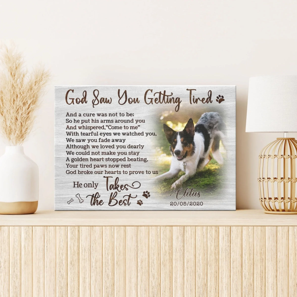 Personalized Photo Canvas Prints, Dog Loss Gifts, Pet Memorial Gifts, Dog Sympathy, God Saw You Getting Tired Dem Canvas