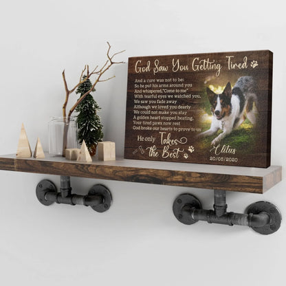 Personalized Photo Canvas Prints, Dog Loss Gifts, Pet Memorial Gifts, Dog Sympathy, God Saw You Getting Tired Dem Canvas