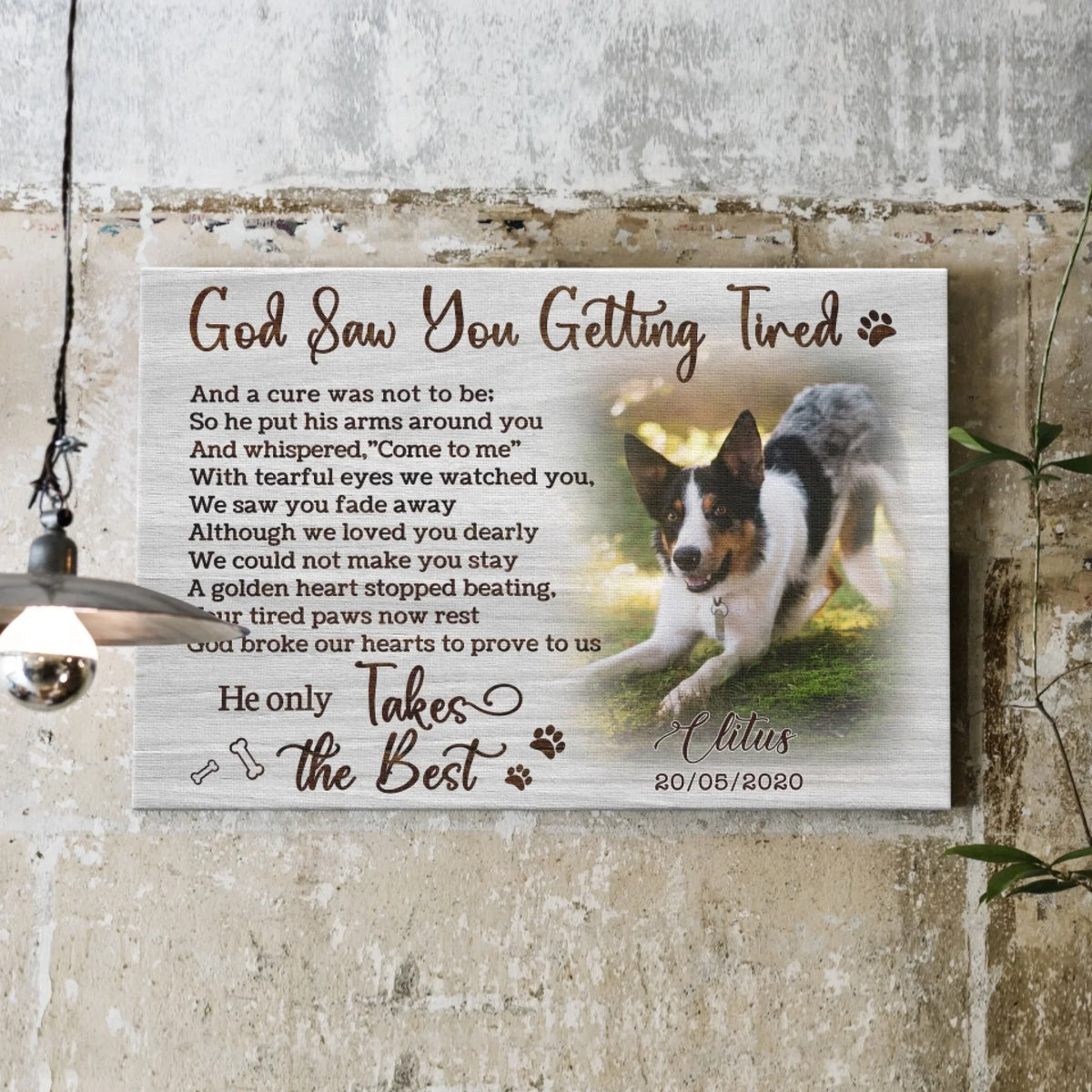 Personalized Photo Canvas Prints, Dog Loss Gifts, Pet Memorial Gifts, Dog Sympathy, God Saw You Getting Tired Dem Canvas
