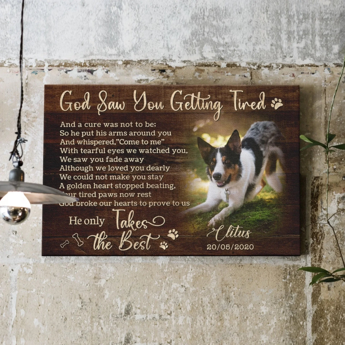 Personalized Photo Canvas Prints, Dog Loss Gifts, Pet Memorial Gifts, Dog Sympathy, God Saw You Getting Tired Dem Canvas