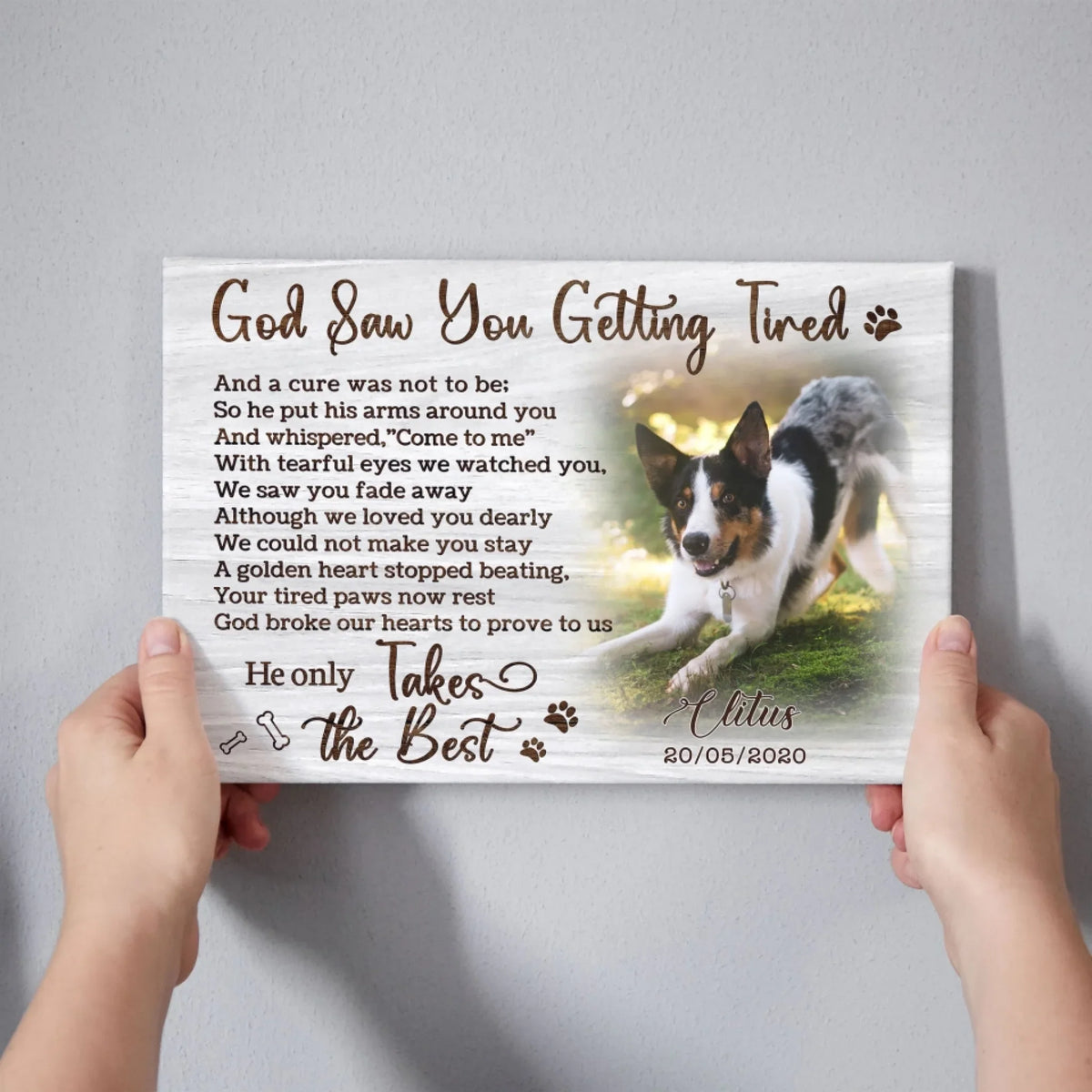 Personalized Photo Canvas Prints, Dog Loss Gifts, Pet Memorial Gifts, Dog Sympathy, God Saw You Getting Tired Dem Canvas